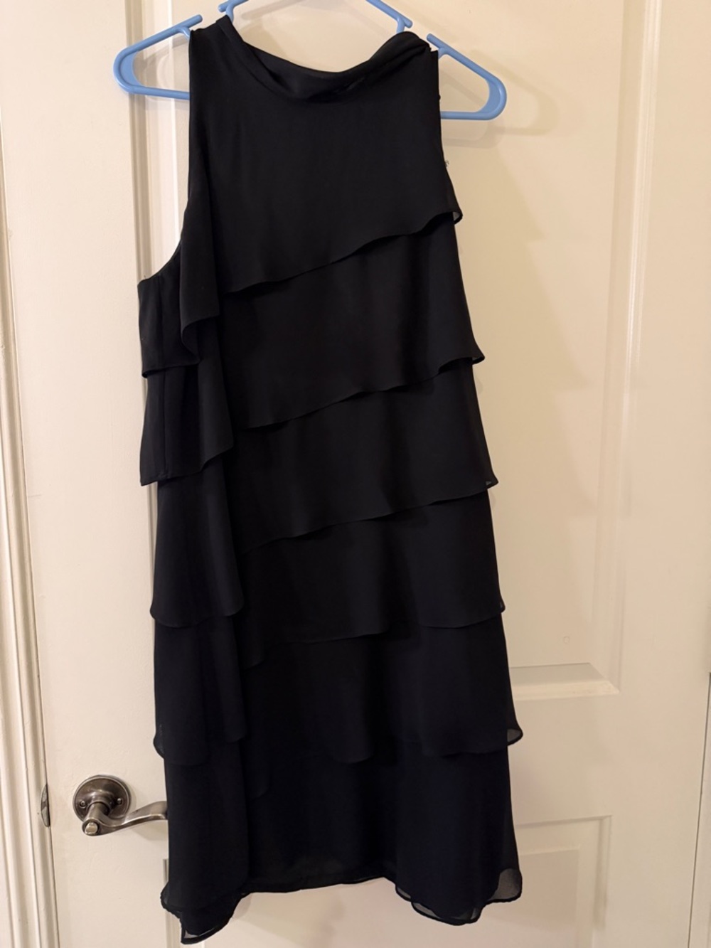 White House Black Market Maxi Black Tiered Ruffle Sleeveless Dress